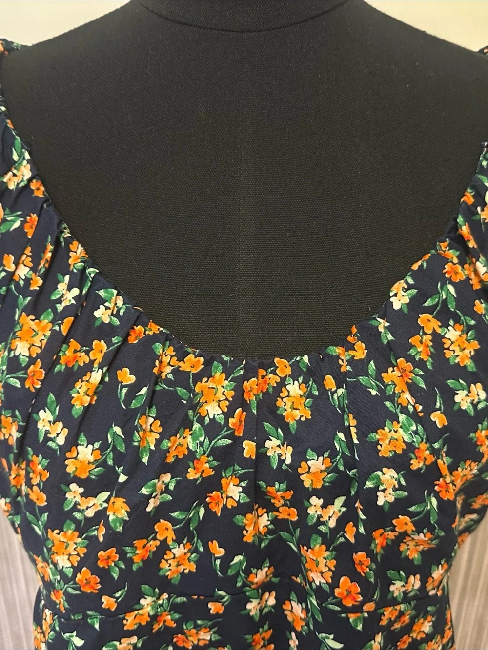 Old Navy Floral Puff Sleeve Peplum Blouse Square Neck Cottagecore Large